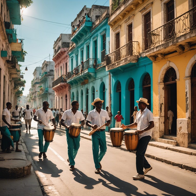 This composition captures the essence of a bright and lively morning in havana, expressed through an effusion of afro cuban rhythms. The instrumental track uses traditional elements to conjure a scene of daily life filled with vibrant energy and optimism. The music is designed to evoke a feeling of walking through bustling streets, greeted by the sounds of life and color.