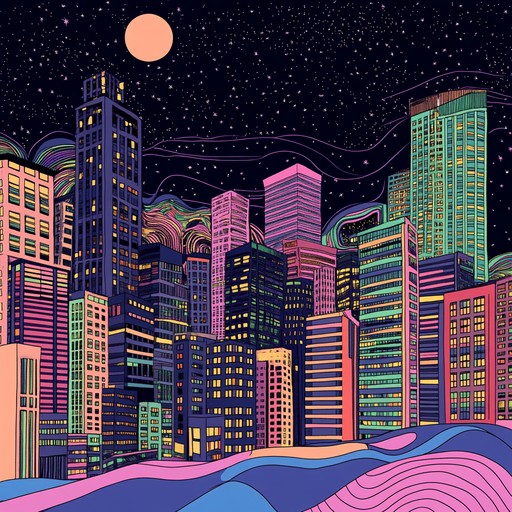 An instrumental track merging the pulse of the city with swirling psychedelic melodies, featuring synthesizers and rhythmic bass lines that transport listeners through an urban dreamscape