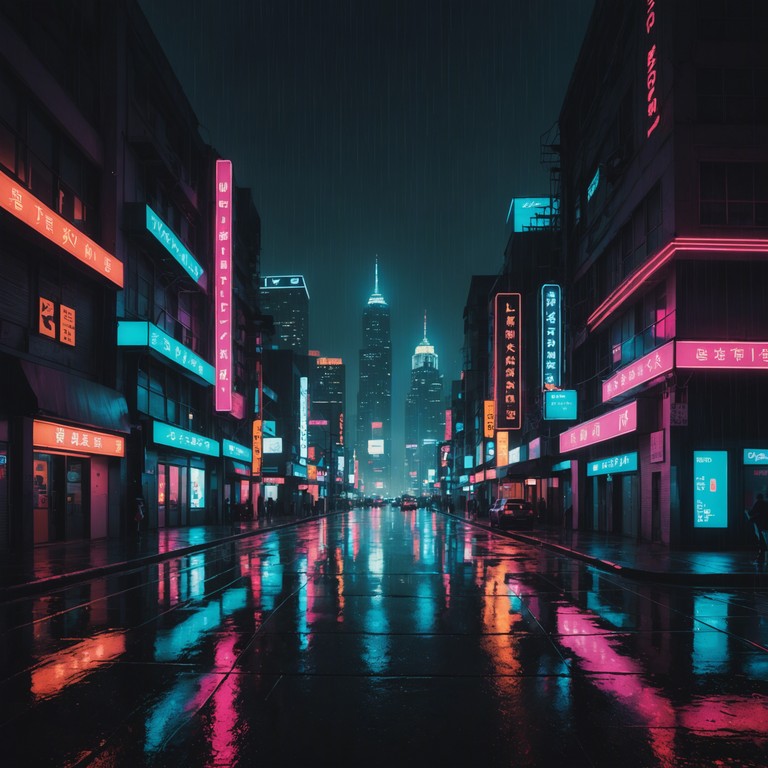 In a sprawling cyberpunk city, distant neon lights flicker amidst the perpetual drizzle. A solitary melody, reflective and haunting, weaves through the towering skyscrapers, capturing the essence of isolation amidst urban sprawl. This track combines synthetic sounds with emotive undertones, echoing the loneliness and beauty of a high tech metropolis.