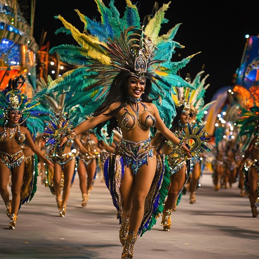 An exuberant track filled with samba rhythms and colorful melodies, bringing the excitement and emotional catharsis of a brazilian carnival to life.