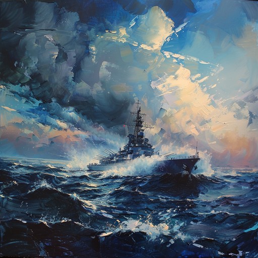 A powerful and uplifting instrumental piece embodying the spirit and bravery of the russian navy. It starts with a grand orchestral build up, leading into a dynamic and rhythmic march filled with traditional russian elements. The music crescendos, portraying the strength and determination of sailors as they venture into the unknown seas, ready for any challenge.