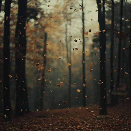 A heart wrenching symphonic piece that captures the melancholy of autumn leaves falling, featuring tender strings and wistful piano melodies, evoking a deep sense of sadness and nostalgia