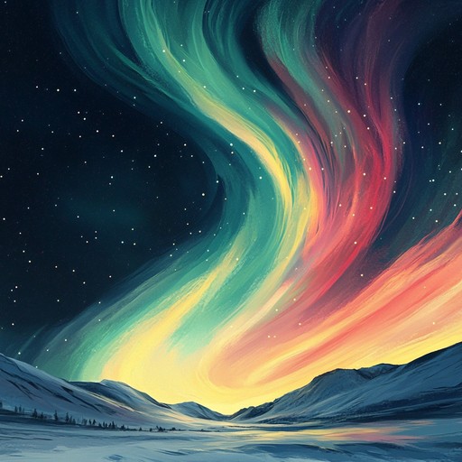 An instrumental ambient piece that combines energetic electronic beats with ethereal synth melodies inspired by the aurora borealis, creating a captivating soundscape that evokes the motion and colors of the northern lights dancing across the sky.