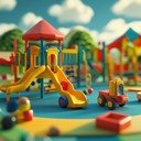 energetic instrumental of toys rebelling in a whimsical playground