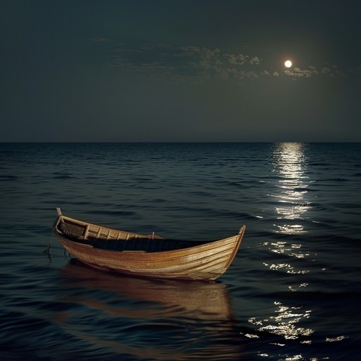 Imagine drifting on a moonlit ocean, waves gently lapping against an old wooden boat. The calmness of the water is reflected in the steady, hypnotic beat of the music, with subtle synth melodies weaving through like the reflection of stars on the water's surface. A melodic instrument softly echoes, evoking a sense of tranquility and introspection, perfect for winding down and finding inner peace.