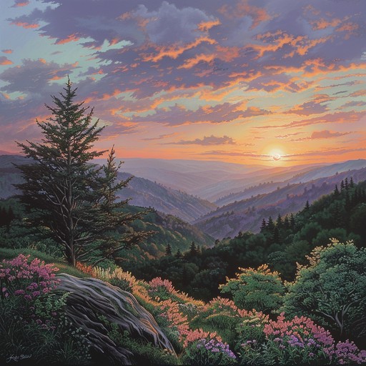 As the first rays of sunlight peek over the misty appalachian mountains, this soft acoustic composition captures the tranquil beauty of daybreak. Delicate fingerpicking patterns on the acoustic guitar intertwine with the soothing tones of a mandolin and the gentle whisper of a harmonica, creating a serene and introspective atmosphere. The melody evokes images of dew-covered grass, chirping birds, and the slow awakening of nature, inviting the listener to pause and appreciate the simple wonders of a new day in the heart of appalachia.