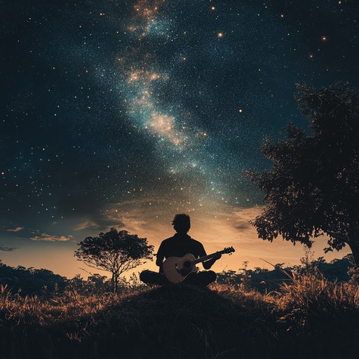 Merging the warmth of traditional sertanejo with intergalactic themes. The acoustic guitar leads with a serenade like charm, while ambient sounds create an expansive, cosmic backdrop. Music that connects the land of brazil to the mysteries of space.