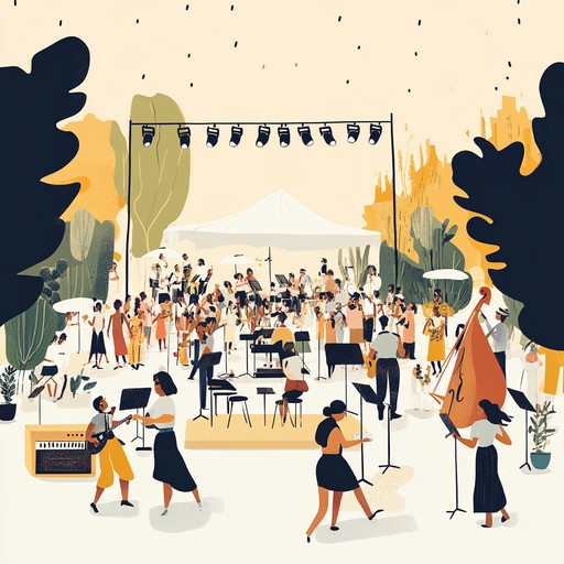 Experience the liveliness of a bustling summer day through a joyful swinging melody featuring energetic brass sections, fast paced rhythms, and an infectious walking bass line that brings the season to life