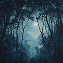 anticipatory, eerie forest whispers creating suspenseful vibes