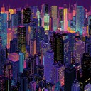 futuristic cityscape, haunting ambient melodies.