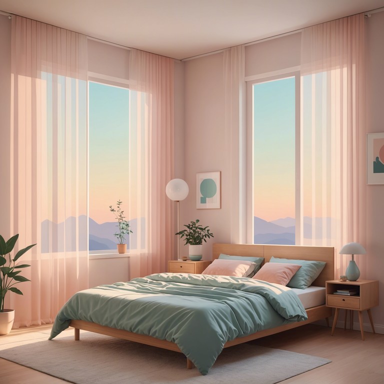 Imagine a perfect morning where the sun gently wakes you up with its warm embrace. The music plays softly, enhancing the golden hue of sunlight filtering through the curtains, setting a tone of hope and positivity for the day.