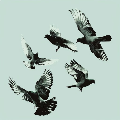 A lively and playful instrumental track featuring the sounds of pigeons cooing and fluttering their wings, blended with a funky bassline, upbeat percussion, and jazzy saxophone riffs. The song evokes the lively energy of pigeons strutting through city streets, bobbing their heads and dancing to the groove.