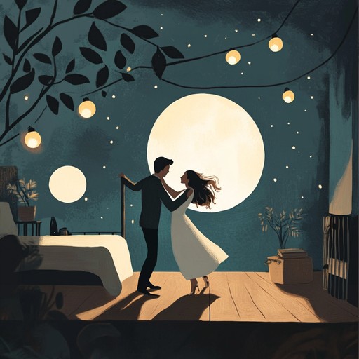 A soothing, uplifting instrumental piece blending soft acoustic guitar melodies and gentle percussion, perfect for celebrating intimate moments in a cozy bedroom setting under moonlight.