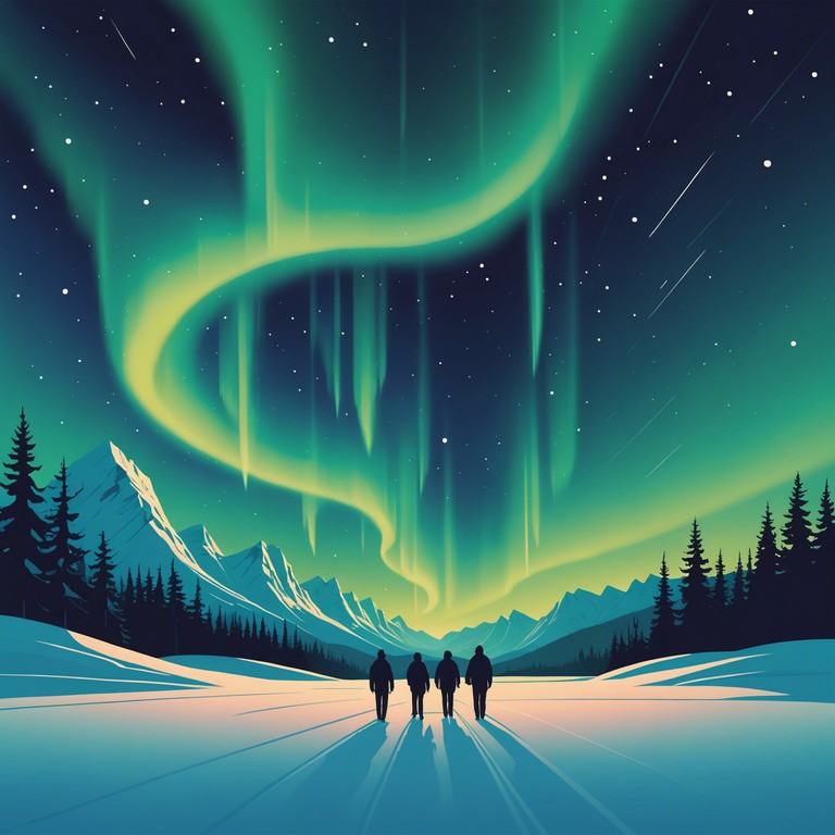 An enchanting composition that captures the heart of finnish music tradition with an ambient modern twist, symbolizing the convergence of past and future under the mesmerizing northern lights.