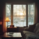 soft piano playing under falling snow.