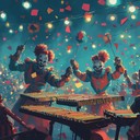 a lively latin instrumental capturing joy of carnival clowns.