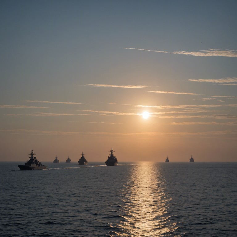 An instrumental track featuring a robust and heroic tune that embodies the spirit and pride of the russian navy. The music conveys a sense of adventure and determination prevalent among naval officers as they navigate through the expansive seas. Featuring traditional russian instruments, the composition blends the nation's rich musical heritage with the valorous tales of sea voyages and naval victories.