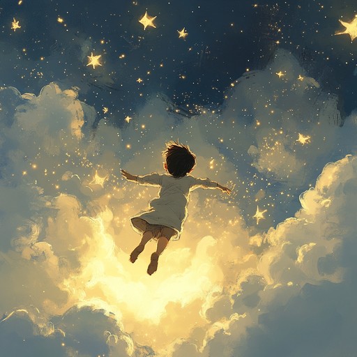 An instrumental nursery rhyme with a soft, dreamlike atmosphere, featuring delicate melodies that evoke images of twinkling stars and floating clouds, soothing young listeners into peaceful sleep.