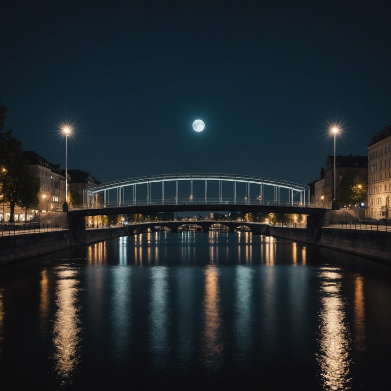 The composition features a gentle blend of soothing electronic synths with a soft rhythmic backdrop, emulating the calming, pulsating vibe of berlin's nightlife without the clamor. The track slowly builds a lush, enveloping sound that mimics the serenity and introspection of midnight walks alongside the spree river under gentle moonlight.