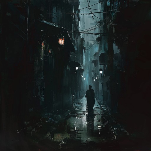 Dive into an eerie urban soundscape where skyscrapers creak, streetlights flicker, and unseen dangers lurk. Industrial synths pulse with foreboding rhythms, echoing the sinister undertones of a city at night, making listeners feel a chilling blend of claustrophobia and intrigue.