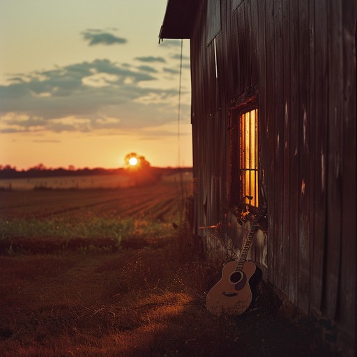 An instrumental that blends rich guitar melodies with a background of subtle instruments, capturing the essence of americana. It evokes nostalgia and reflection, portraying a sunset over vast prairies. Sophisticated arrangements ensure a heartfelt musical journey.