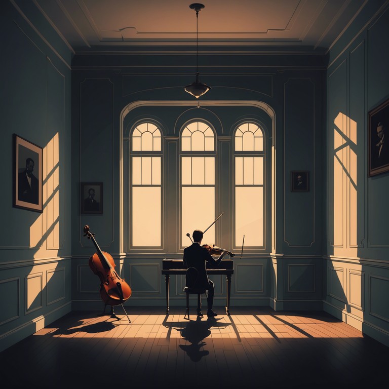 A single violin plays a tense and haunting melody, encapsulating a sense of lurking danger and impending doom. Each note is carefully crafted to sustain suspense and engage listeners in a deep, emotional experience in classical music form.