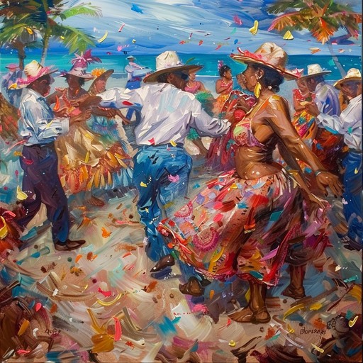 Lively and energetic latin instrumental perfect for a summer beach party or festive celebration. Features a mix of acoustic guitars, lively percussion, and trumpet melodies that evoke the feeling of dancing in the sand under the sun.