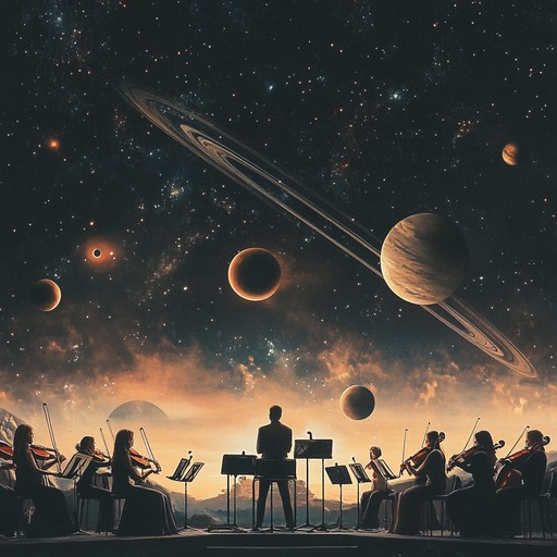 This grand orchestral composition takes listeners on a soaring journey from earth into the vastness of space, capturing the exhilaration of exploration and the majestic beauty of the universe.