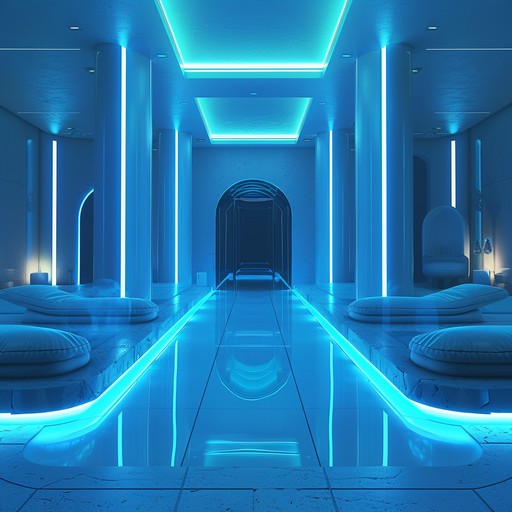 Experience a serene journey through a cyber realm where ambient electronic sounds create a peaceful and calming atmosphere, perfect for relaxation and meditative states.