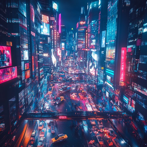 Dive into a vivid soundscape of futuristic city life, where electric pulses and neon floods weave an exhilarating urban adventure