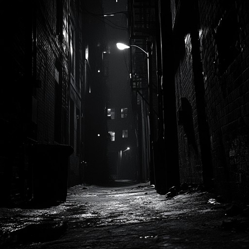 Dark, shadowy beats interwoven with urban soundscapes, conjuring a sense of mystery and intrigue. The track features distant echoes, subtle percussion, and haunting melodies, perfect for a cinematic, atmospheric experience through the nocturnal city.