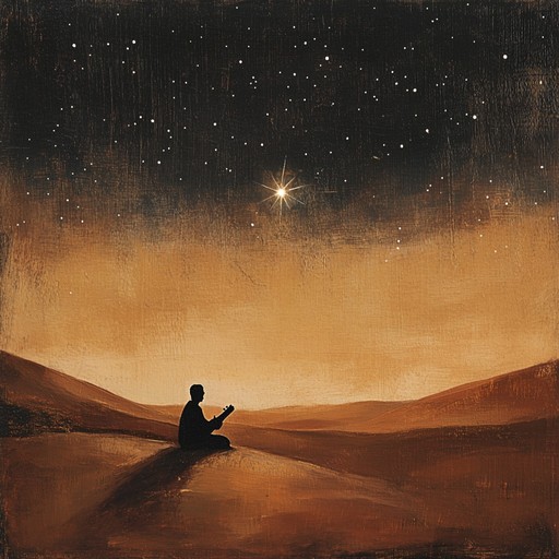 Imagine a serene night in the desert, the sky a tapestry of stars, as the haunting, resonant sounds of the oud weave through the cool air, telling tales of ancient mysteries and silent sands. The music captures the essence of a timeless landscape, inviting the listener into a world of profound stillness and beauty.