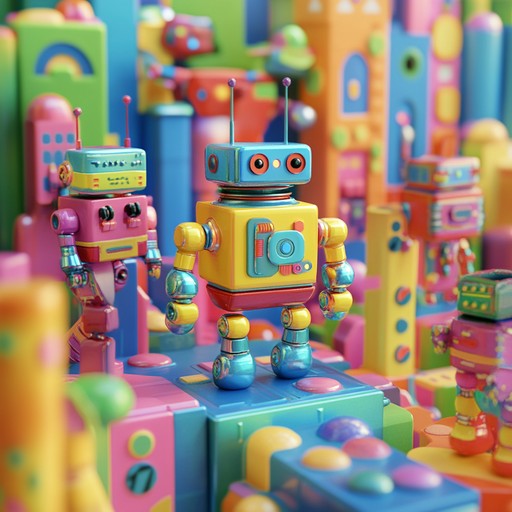 Imagine a digital playground where robots dance and play to whimsical, quirky melodies. This instrumental track combines synthetic sounds with toy like instruments, creating a fun, upbeat, and futuristic ambiance. Perfect for evoking nostalgia with a twist of modern technology.