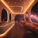 floating in a serene space lounge