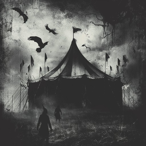 Picture an abandoned circus at midnight, where eerie melodies intertwine with unsettling soundscapes, creating an atmosphere of creeping dread and suspense. As the eerie echoes of a distant calliope fill the air, the listener is transported to a ghostly carnival, haunted by shadows and whispers. The dynamics shift from whispering tones to wailing crescendos, keeping the audience on edge. This chilling soundtrack captures the essence of horror and tension, making it perfect for a nightmarish experience.