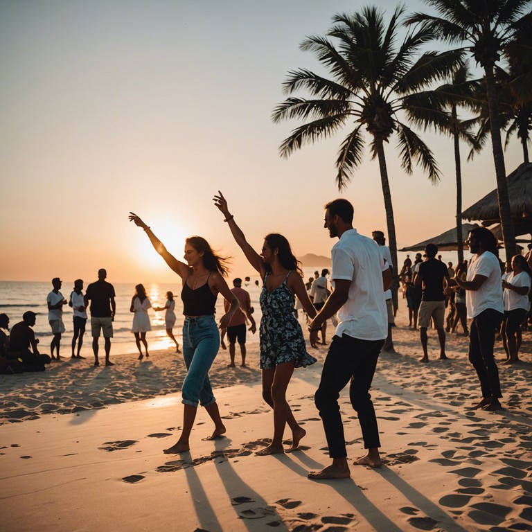 A musical celebration of a beach sunrise, with energetic rhythms and a sense of renewal. The composition starts softly with the light touch of the xylophone mimicking the first rays of the sun and builds into a full energetic rhythm, capturing the essence of joy and the lively spirit of a morning dance party on the beach.