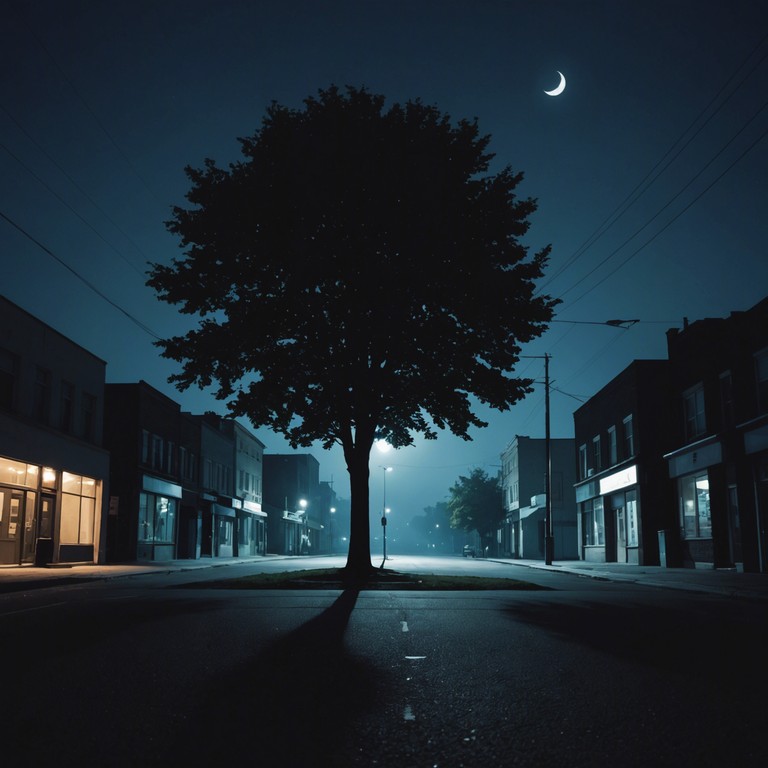 A soft track with electric piano creating gentle melodic structures underlaid by robust hip hop rhythms that suggest scenes of urban exploration at night. The overall mood is calm yet curious, inviting deep contemplation or quiet nighttime walks