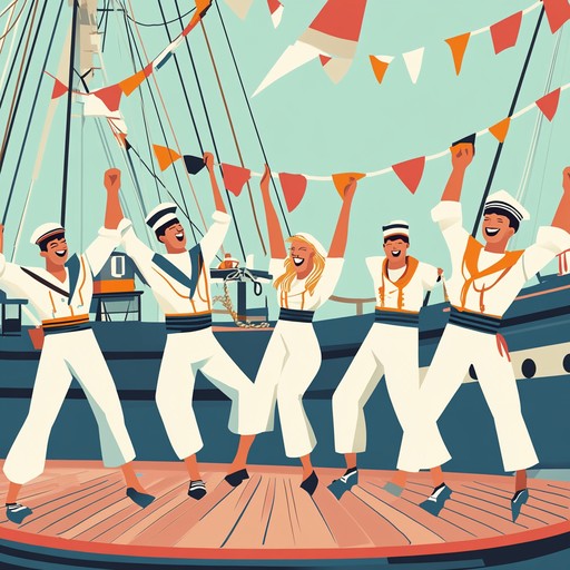 A lively and cheerful instrumental track that brings to life the joyous atmosphere of russian sailors' dances. Featuring prominent accordion melodies and upbeat rhythms, it captures the jubilant spirit of sailors enjoying a festive day at sea. Ideal for evoking maritime traditions with a playful, folk inspired touch.