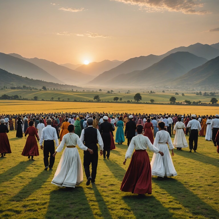 Imagine the heartwarming scene of an entire village coming together, the ground vibrating with the beats of their stomps under a starlit sky, cultivating a strong sense of community and shared joy.