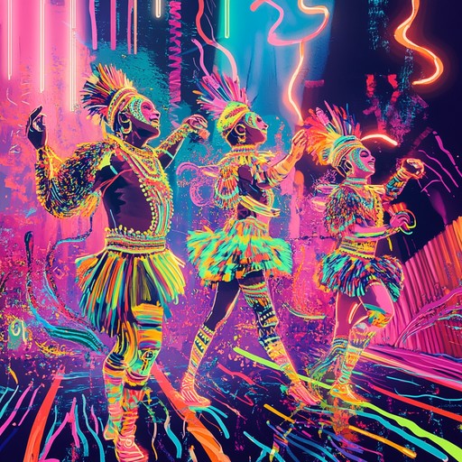 A vibrant fusion of traditional brazilian samba rhythms and modern electronic dance music, creating an electrifying carnival anthem that blends pulsating digital beats with lively percussion and festive melodies. The track captures the energy and excitement of a futuristic carnival night, where technology and tradition dance together under neon lights.