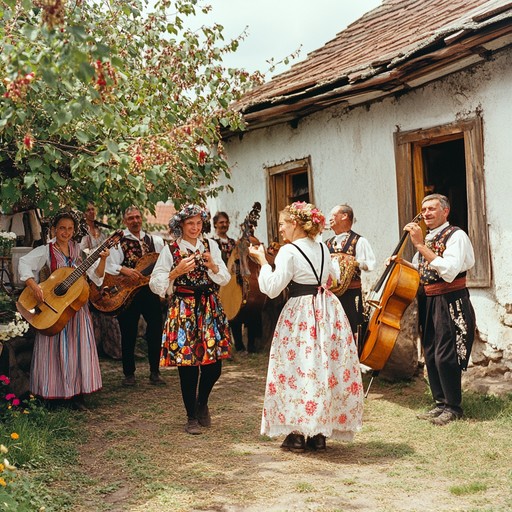 This lively klezmer instrumental captures the essence of an eastern european festivity with dynamic violin and clarinet melodies supported by the rich sounds of the accordion. The composition brings to life a scene of joyous celebration and communal dancing, providing an authentic and spirited soundscape that is as engaging as it is traditional.