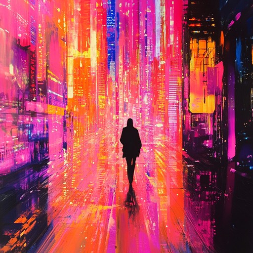 An instrumental piece merging ambient textures with subtle electronic pulses, capturing the essence of a lone soul navigating a city illuminated by neon lights. Synthetic melodies create an atmosphere charged with nostalgia and yearning.