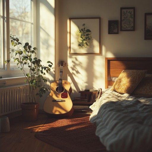 Begin your day with this uplifting instrumental track that combines gentle acoustic guitar and bright melodies. It captures the warmth and comfort of a peaceful morning in bed. Soothing rhythms and cheerful harmonies are designed to put a smile on your face and energize your day. Perfect for sipping coffee, enjoying sunlight through curtains, and embracing simple joys.