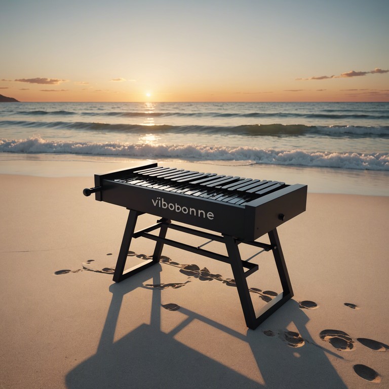 Imagine a tranquil seaside scene as dusk embraces a peaceful latin village, where the soft melodies of a vibraphone mix with the rhythmic whispers of the sea, providing a soundtrack to the evening's calm.