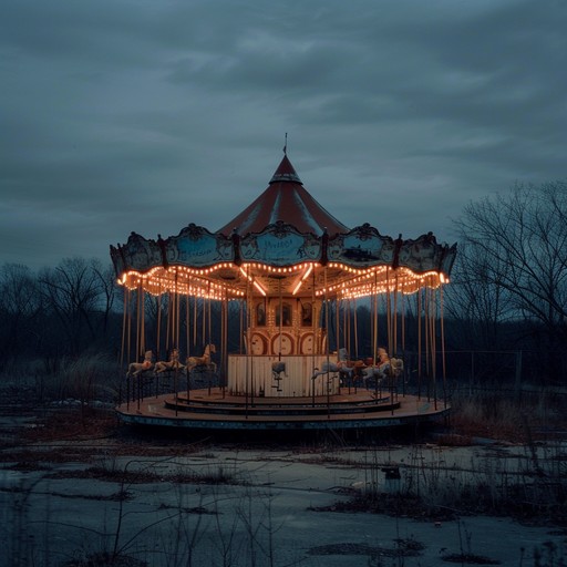 Embody the tension between playful whimsy and deep melancholy through a sadcore groove, invoking the imagery of an abandoned carnival and evoking bittersweet nostalgia