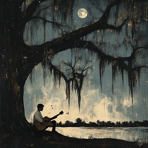 A haunting blues instrumental that captures the melancholic spirit of wandering souls along the mississippi delta at night, with soulful guitar melodies and echoing harmonica.