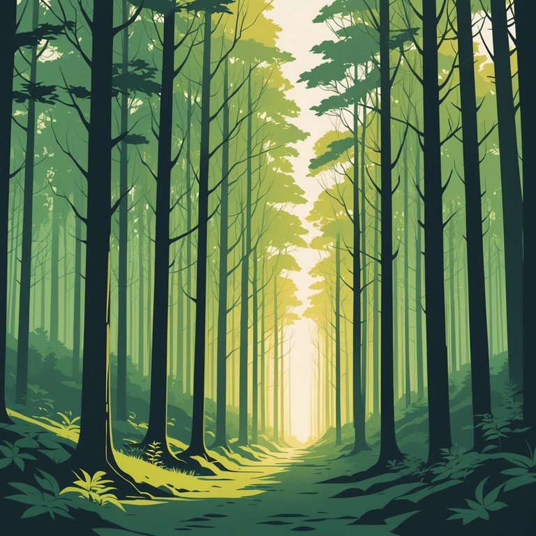 This composition mirrors the essence of a quiet forest, where the soft sounds of nature provide a soothing backdrop, perfect for relaxation therapies or personal reflection.