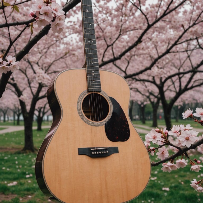 Crafting an auditory journey akin to a spring day's gentle serenade under a sky dotted with cherry blossoms, this piece blends subtle j pop rhythms with expressive guitar melodies to evoke a heartwarming, hopeful sensation.