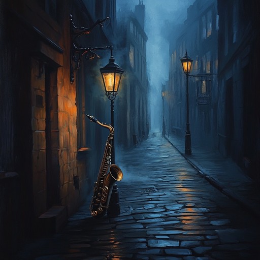 An eerie instrumental jazz tune featuring haunting saxophone melodies and subtle piano chords, evoking the atmosphere of a deserted city at midnight. The slow, creeping rhythm and unsettling harmonies create a sense of suspense and mystery, drawing the listener into a shadowy world filled with whispers and unseen figures.