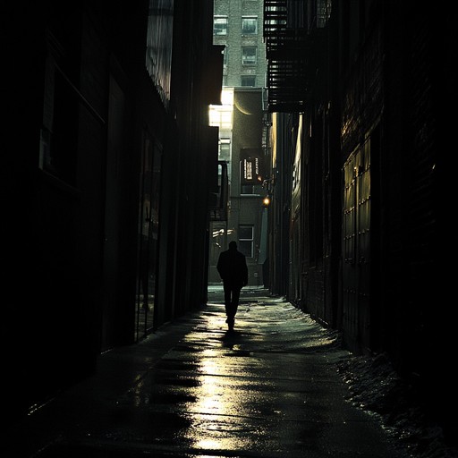 In this track, the deep tones of a cello echo through the cold air of a deserted urban landscape at night, weaving a narrative of suspense and concealed danger. The music follows a lone figure navigating the shadowy corners of a city, encapsulating the brooding intensity of their thoughts and the lurking mysteries enveloping them.